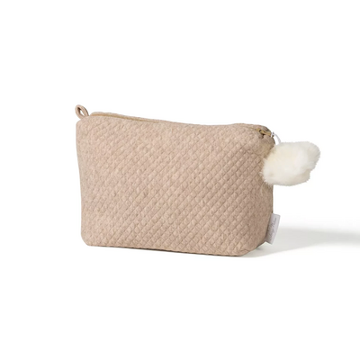 Toilettas Féline pompon losange met pompon 26x15x8cm  Camel