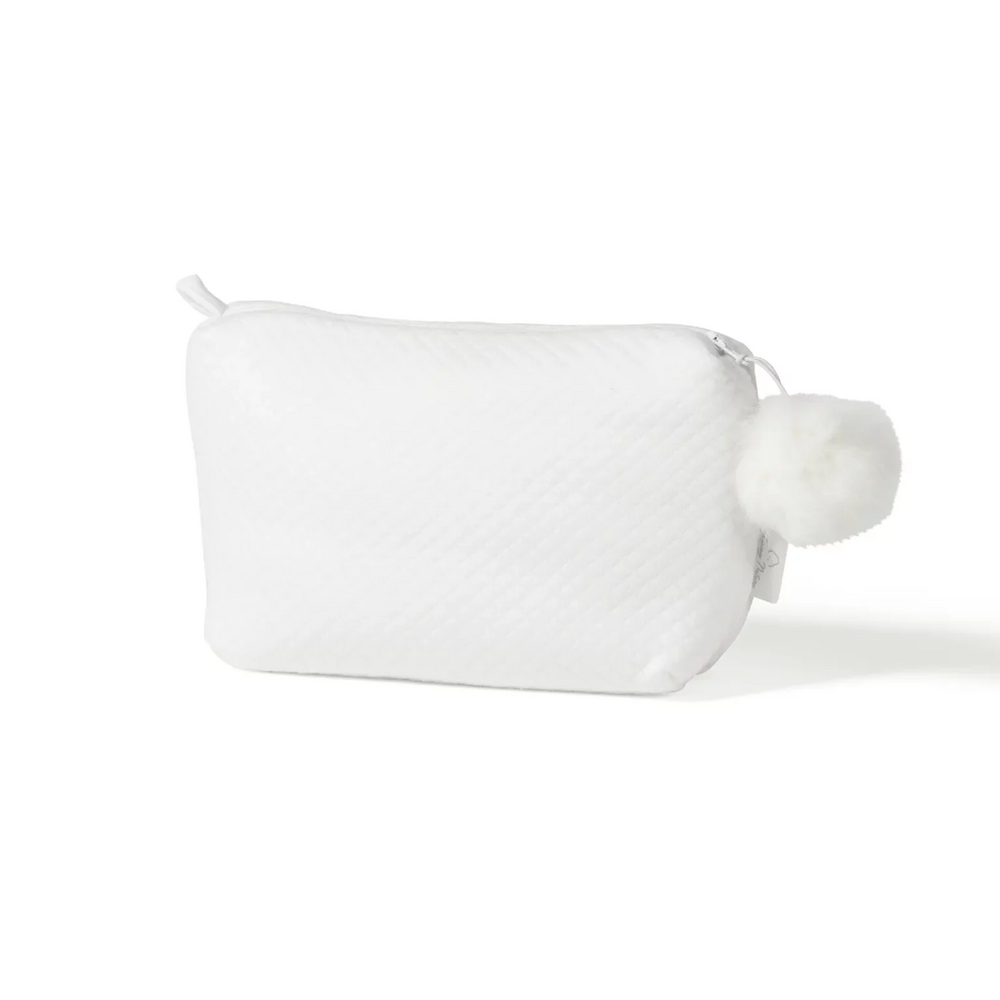 Toilettas Féline pompon losange met pompon 26x15x8cm  Wit