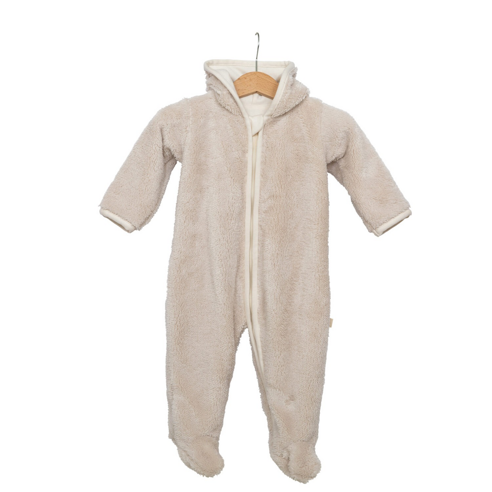 Teddy onesie met rits en oortjes Camel