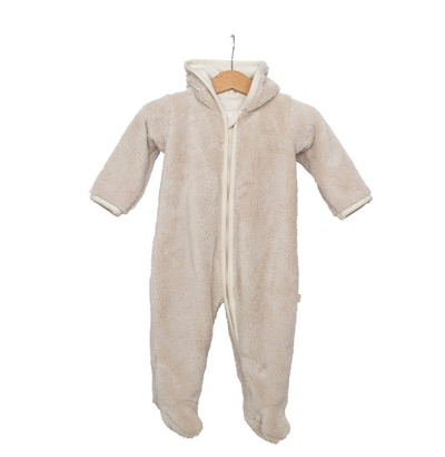 Teddy onesie met rits en oortjes Camel