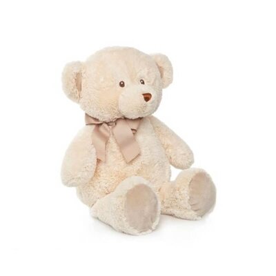 Teddybeer 30cm met strik Beige