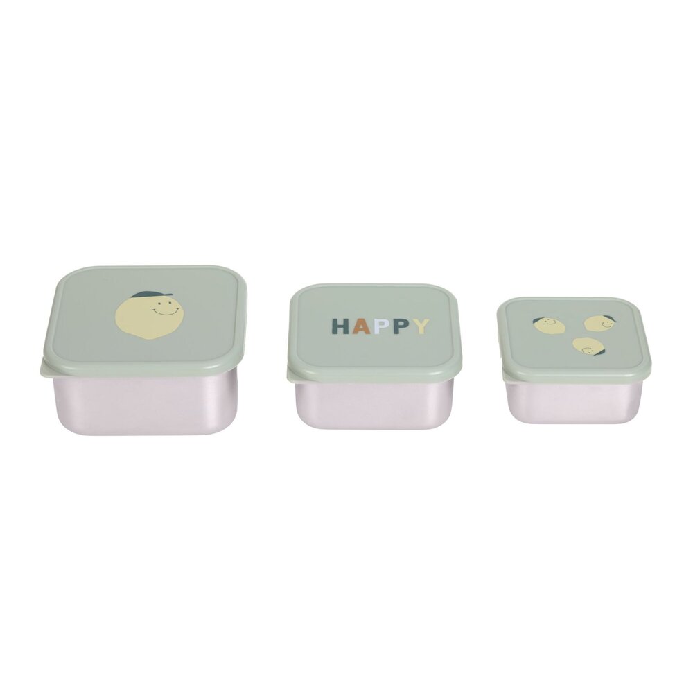 Snackbox Stainless Steel 3 pcs Happy Fruits Lemon