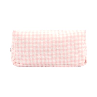 Toilettas Charlie vichy M = 26X12X8,5 cm Wit-roze