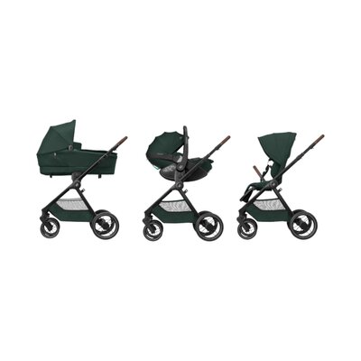 Kinderwagen Oxford Twillic Green (dark frame + brown leahter)