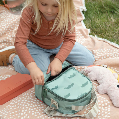 Kids insulated lunchtas - rugzakje Croco Green