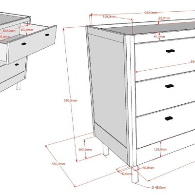 Forrest commode 3 laden Oak