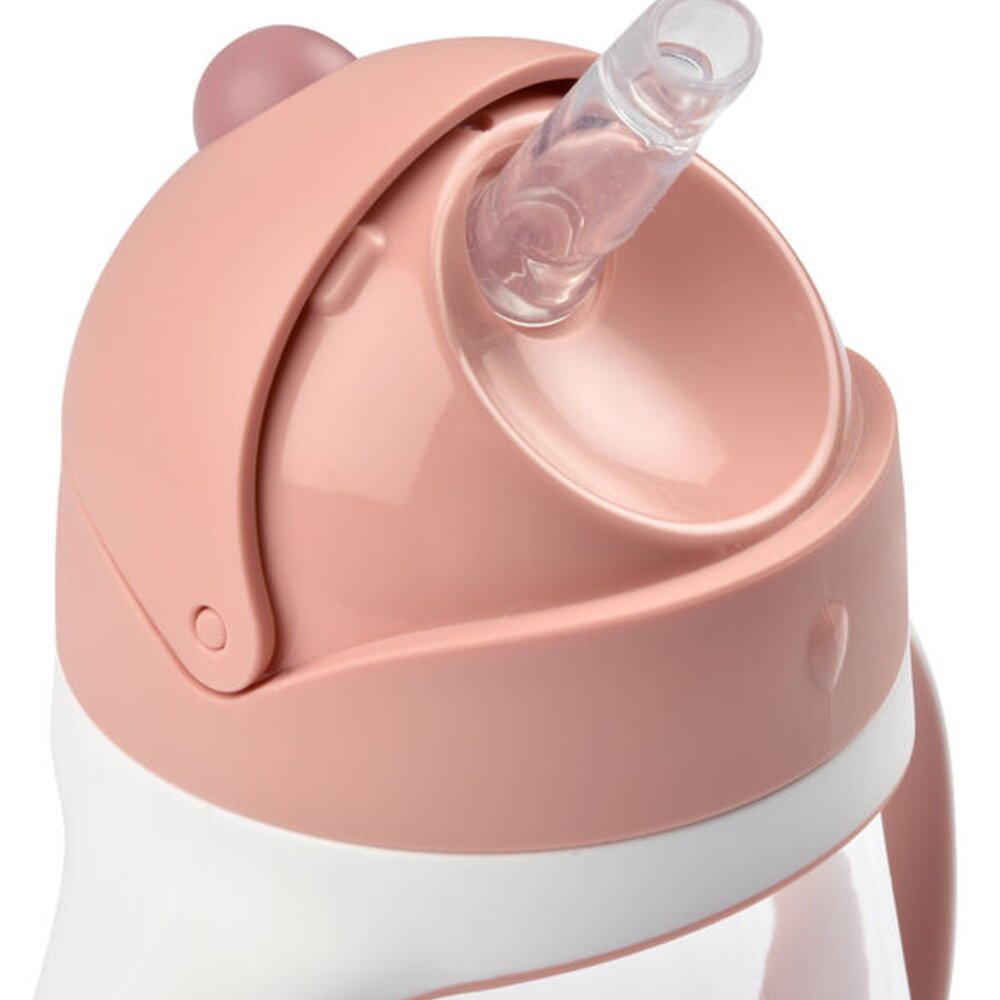 Drinkbeker met rietje 300ml - oudroze