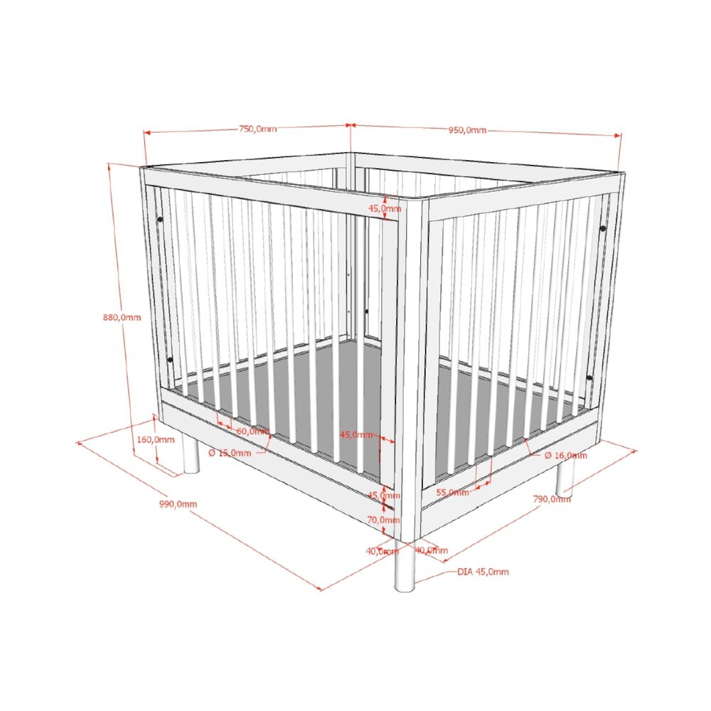 Forrest babypark 95x75 cm Oak