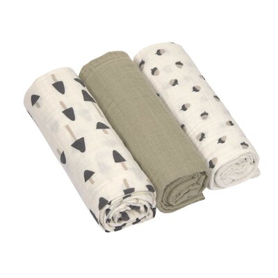 Swaddle & burp Deken L little forest olive 85 x 85 cm