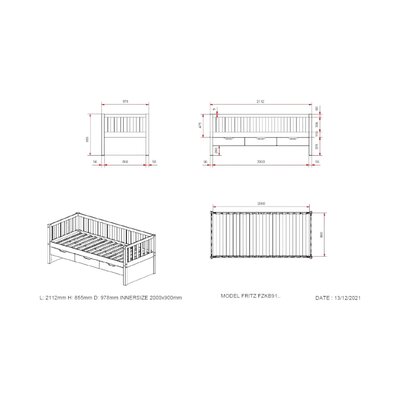 Fritz Kajuitbed met 3 Laden 90 X 200 cm Wit