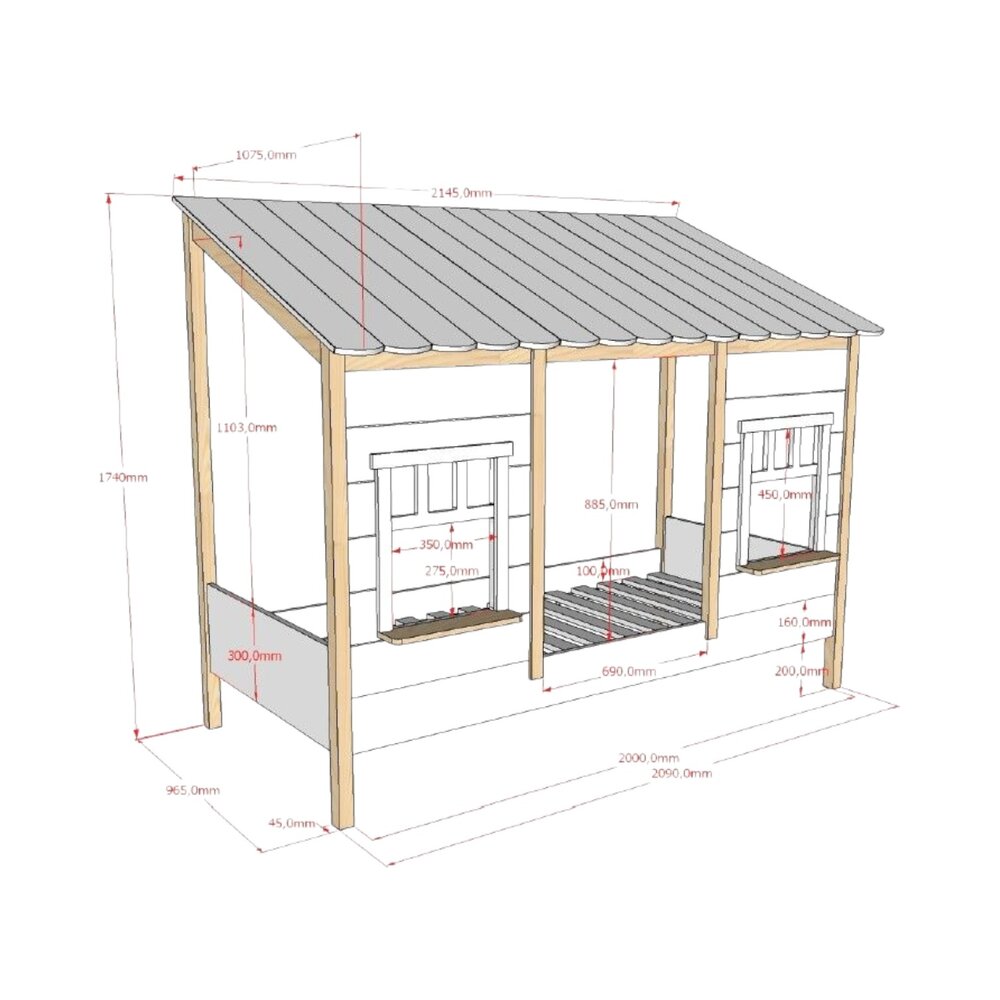 Housebed 05 Huisbed 90 X 200 cm Wit