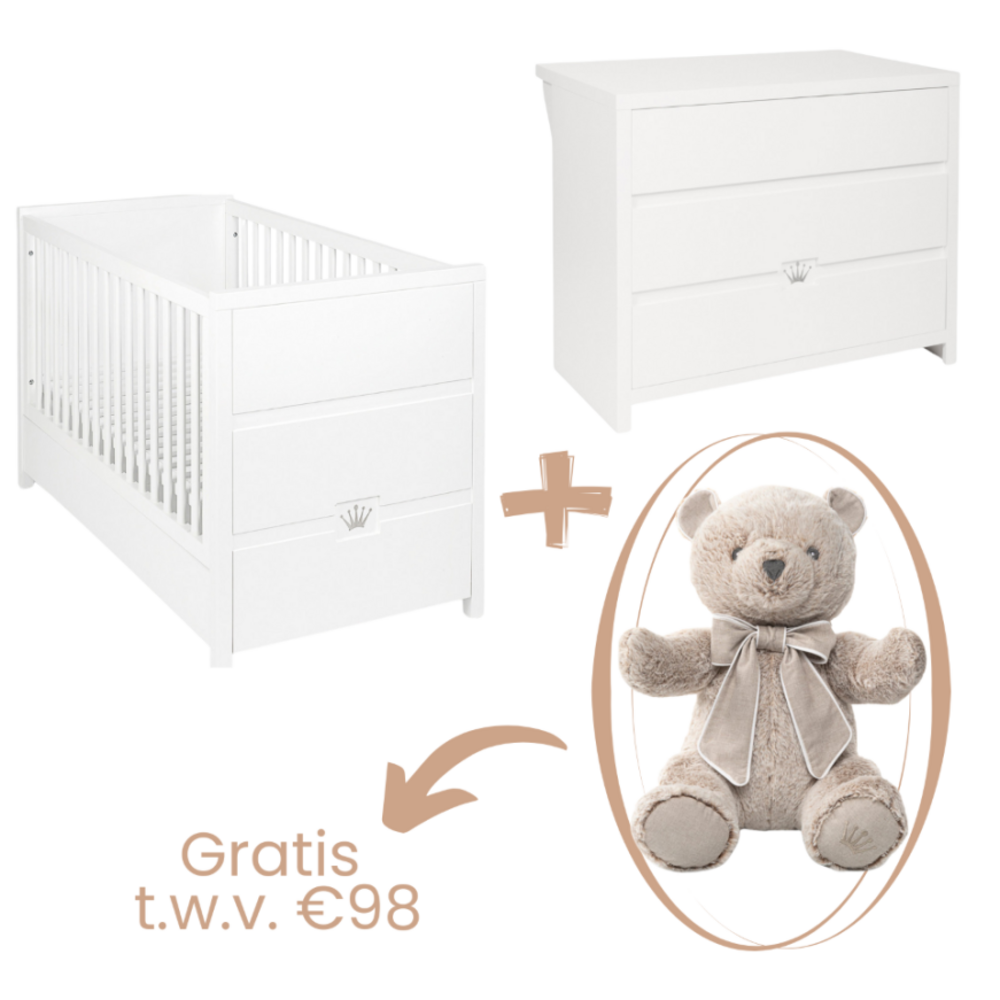 June 2-delige kamer (babybed+commode) + GRATIS knuffel