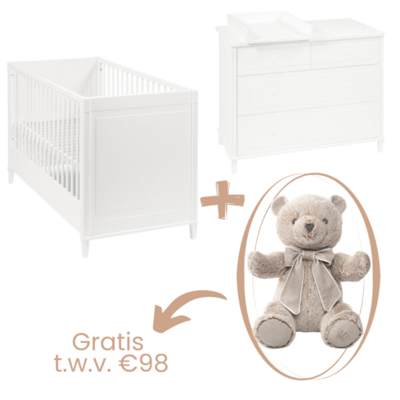 Gio 2-delige kamer (babybed+commode+extensie) + GRATIS knuffel