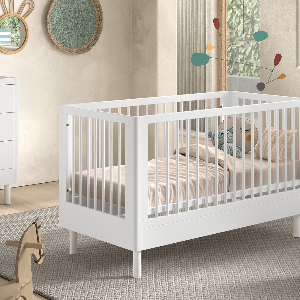 Forrest babybed 70x140 cm + ombouw peuterbed Wit