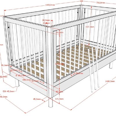 Forrest 2-delige kamer oak (babybed+commode) + GRATIS speelgoedkoffer