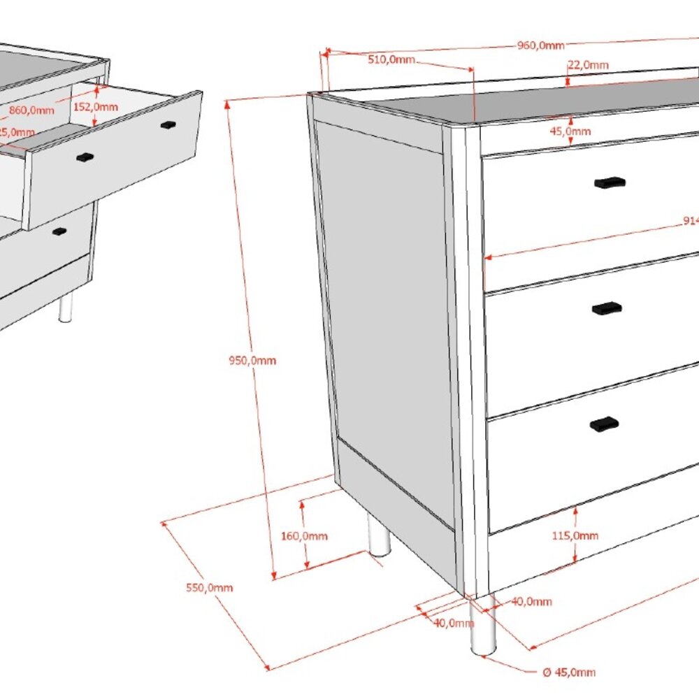 Forrest 2-delige kamer oak (babybed+commode) + GRATIS speelgoedkoffer