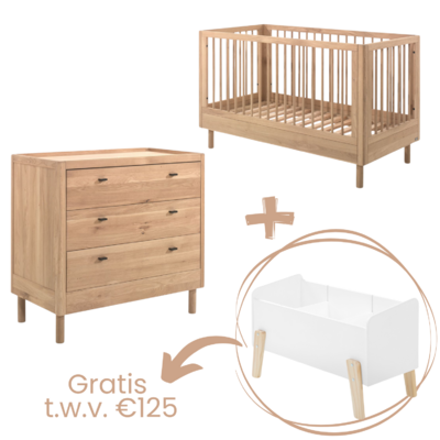 Forrest 2-delige kamer oak (babybed+commode) + GRATIS speelgoedkoffer