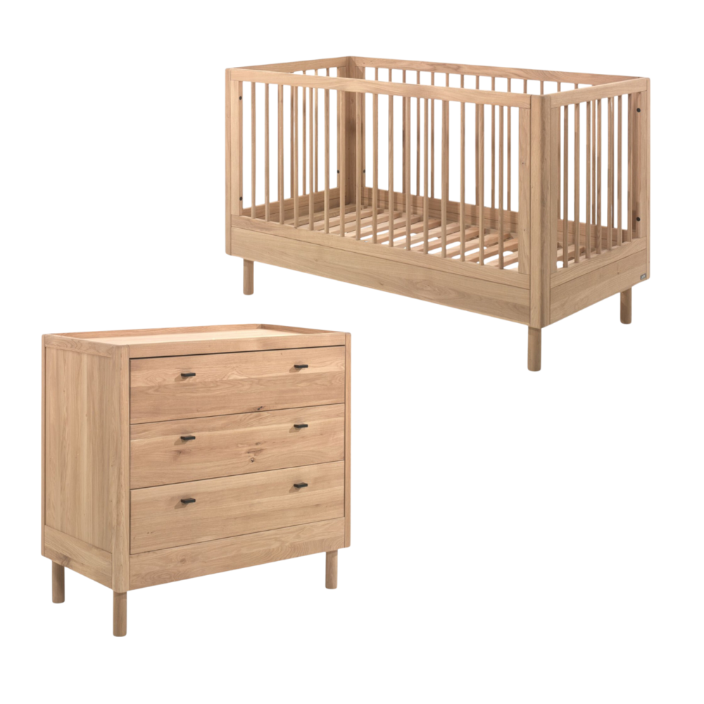 Forrest 2-delige kamer oak (babybed+commode) + GRATIS speelgoedkoffer