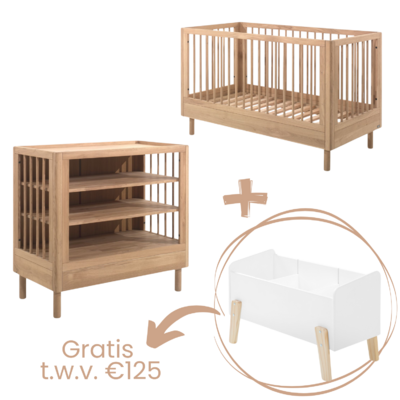 Forrest 2-delige kamer oak (babybed+open commode) + GRATIS speelgoedkoffer