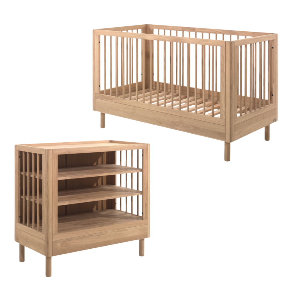 Forrest 2-delige kamer oak (babybed+open commode) + GRATIS speelgoedkoffer