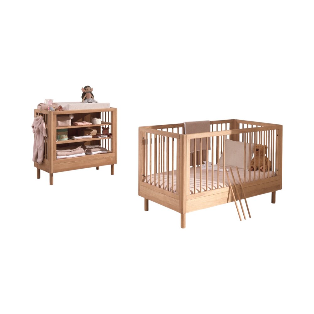 Forrest 2-delige kamer oak (babybed+open commode) + GRATIS speelgoedkoffer