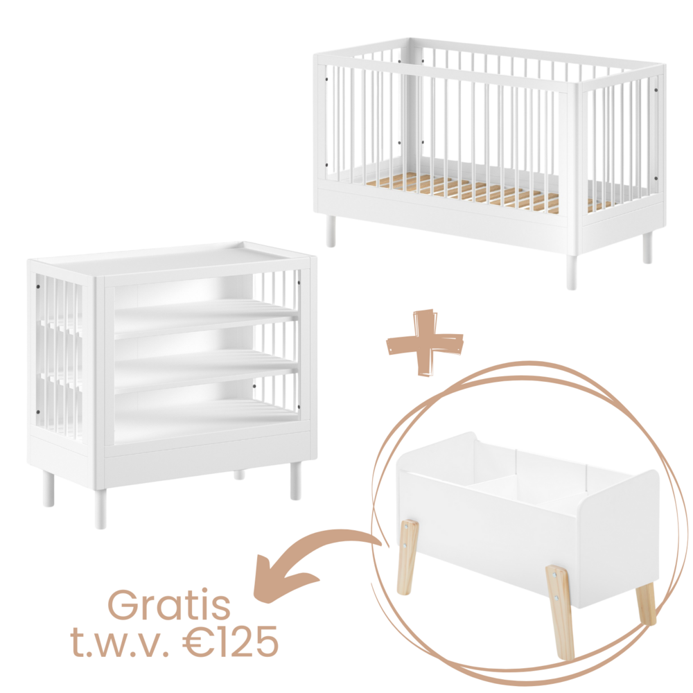 Forrest 2-delige kamer beuk (babybed+open commode) + GRATIS speelgoedkoffer