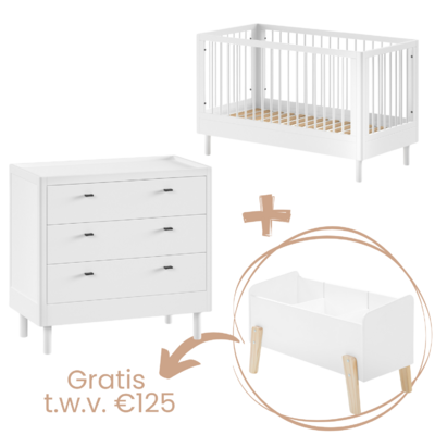 Forrest 2-delige kamer beuk (babybed+commode) + GRATIS speelgoedkoffer