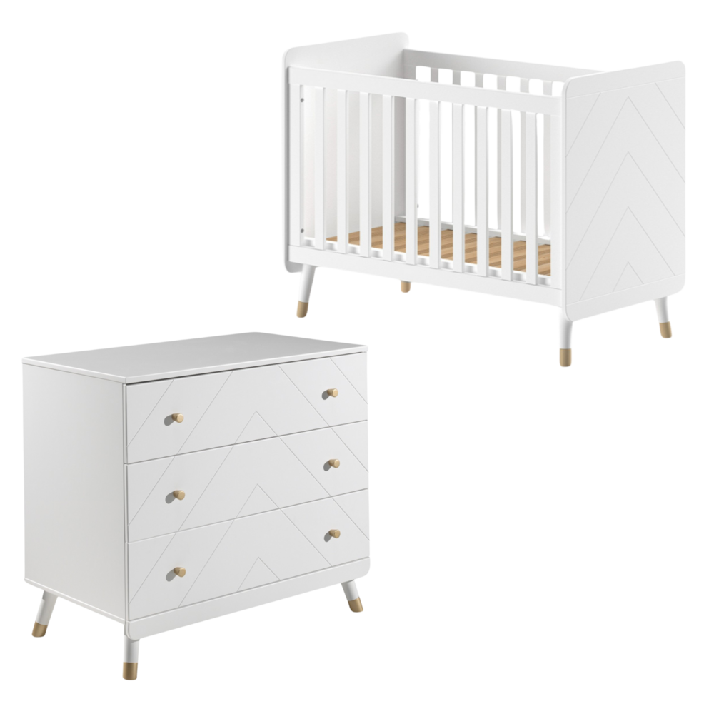 Billy 2-delige kamer (babybed+commode+opzetstuk) + GRATIS speelgoedkoffer