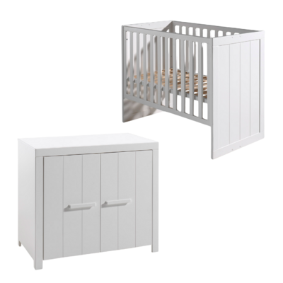 Erik 2-delige kamer (babybed+commode+opzetstuk) + GRATIS speelgoedkoffer