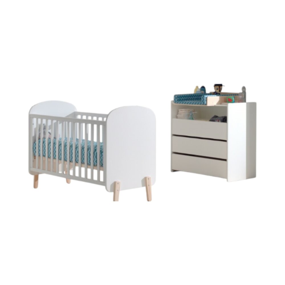 Kiddy 2-delige kamer (babybed+commode+opzetstuk) + GRATIS speelgoedkoffer