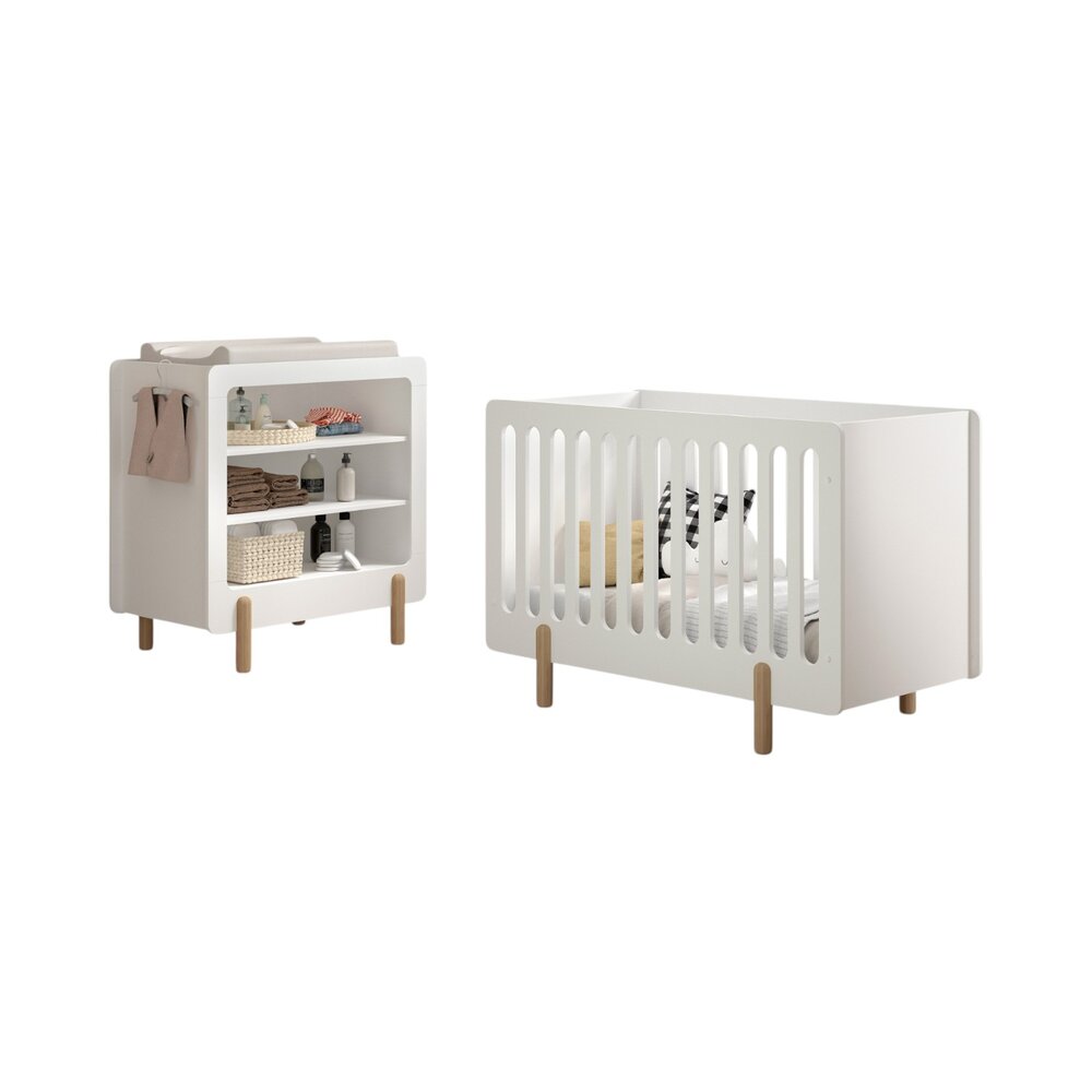 Smile 2-delige kamer (babybed+commode) + GRATIS speelgoedkoffer