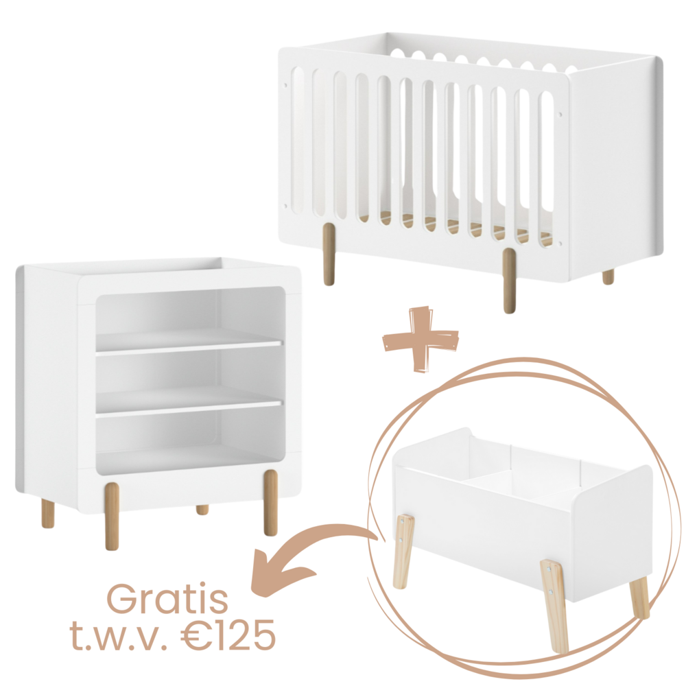 Smile 2-delige kamer (babybed+commode) + GRATIS speelgoedkoffer