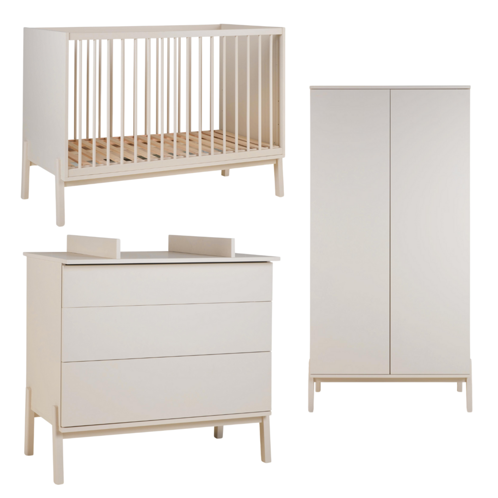 Ashi Clay 3-delige kamer (babybed 70x140+commode+extensie+2-deurskast) + GRATIS box