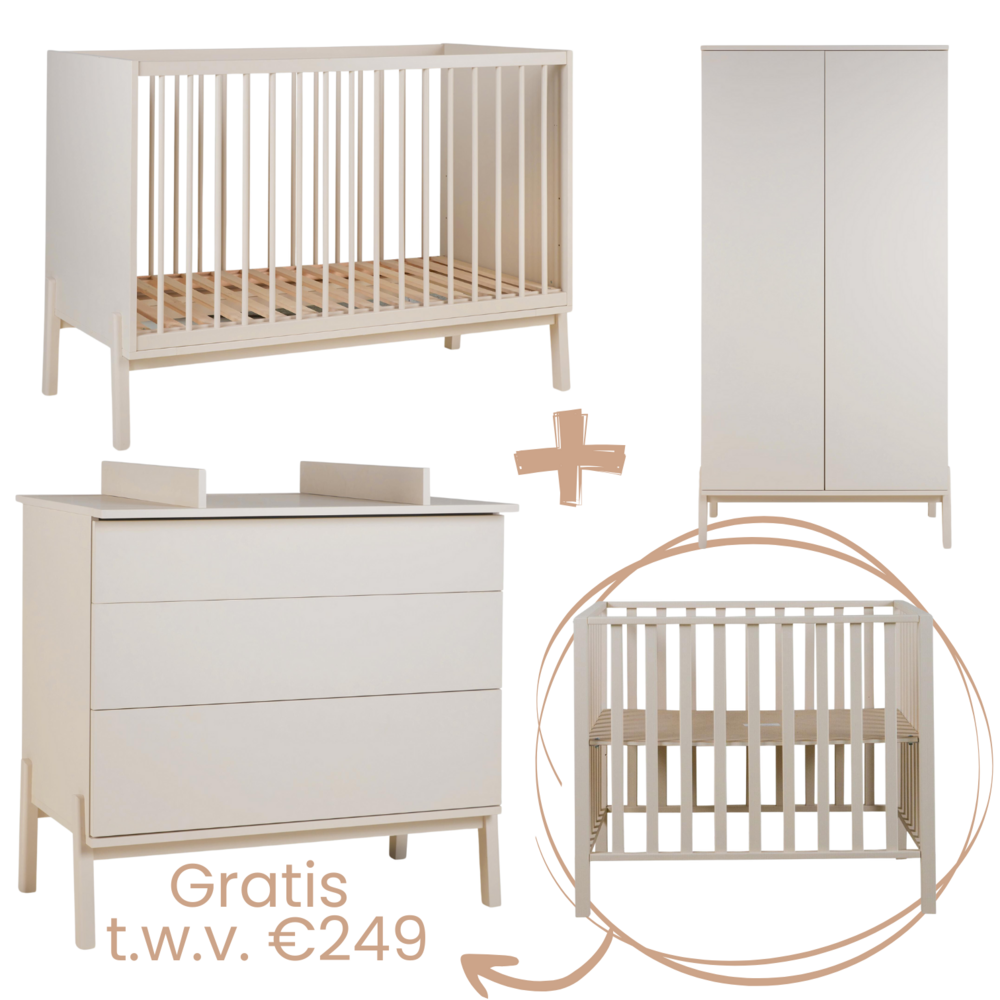 Ashi Clay 3-delige kamer (babybed 70x140+commode+extensie+2-deurskast) + GRATIS box