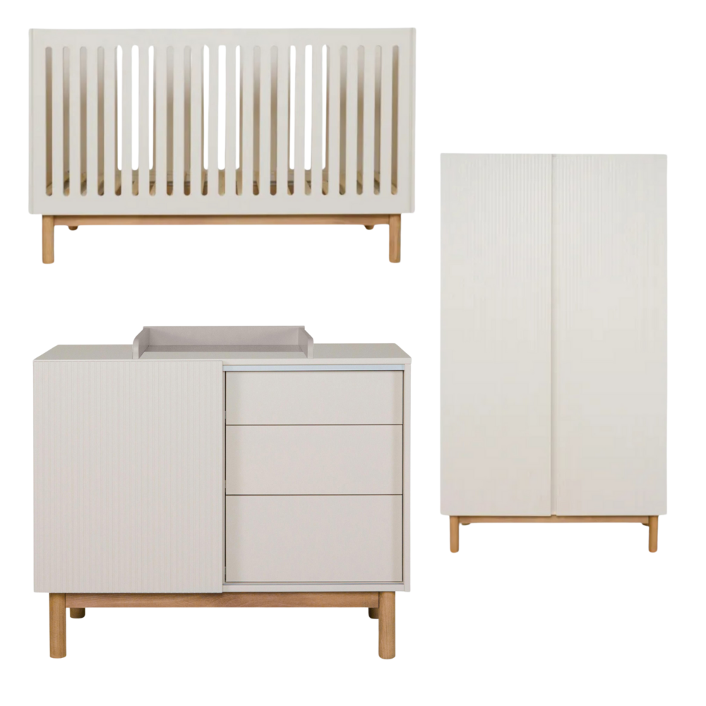 Mood Clay 3-delige kamer (babybed+commode+extensie+2-deurskast) + GRATIS box