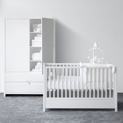 June 3-delige kamer (babybed+commode+extensie+2-deurskast) + GRATIS legplankje