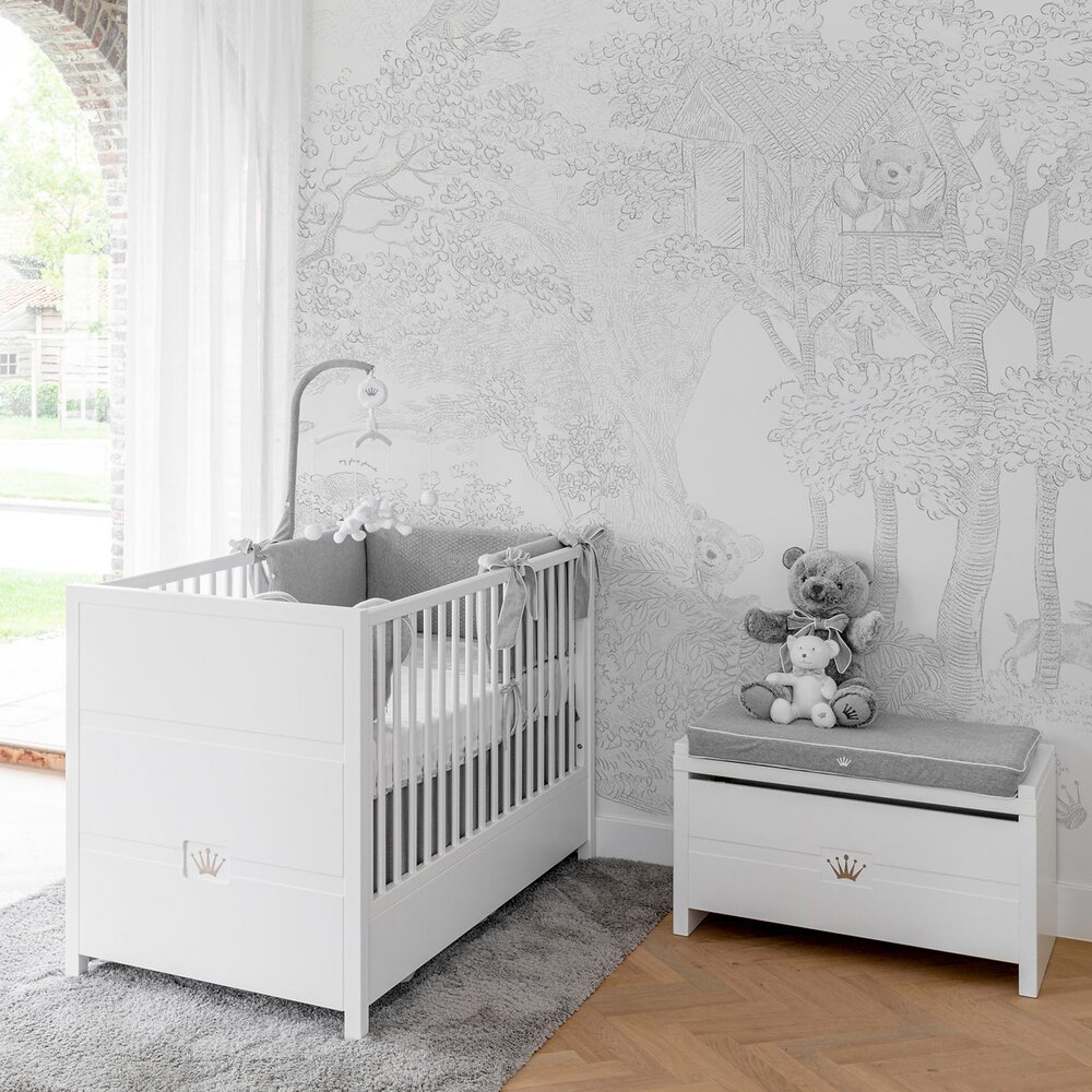 June 3-delige kamer (babybed+commode+extensie+2-deurskast) + GRATIS legplankje