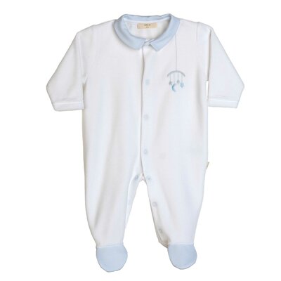 Babypakje velours met mobiel White & blue