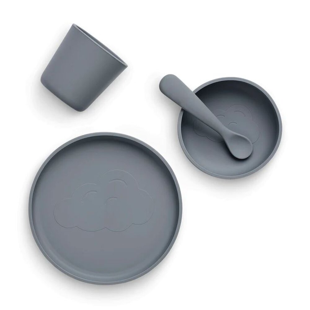 Kinderserviesset Silicone 4-delig Storm Grey