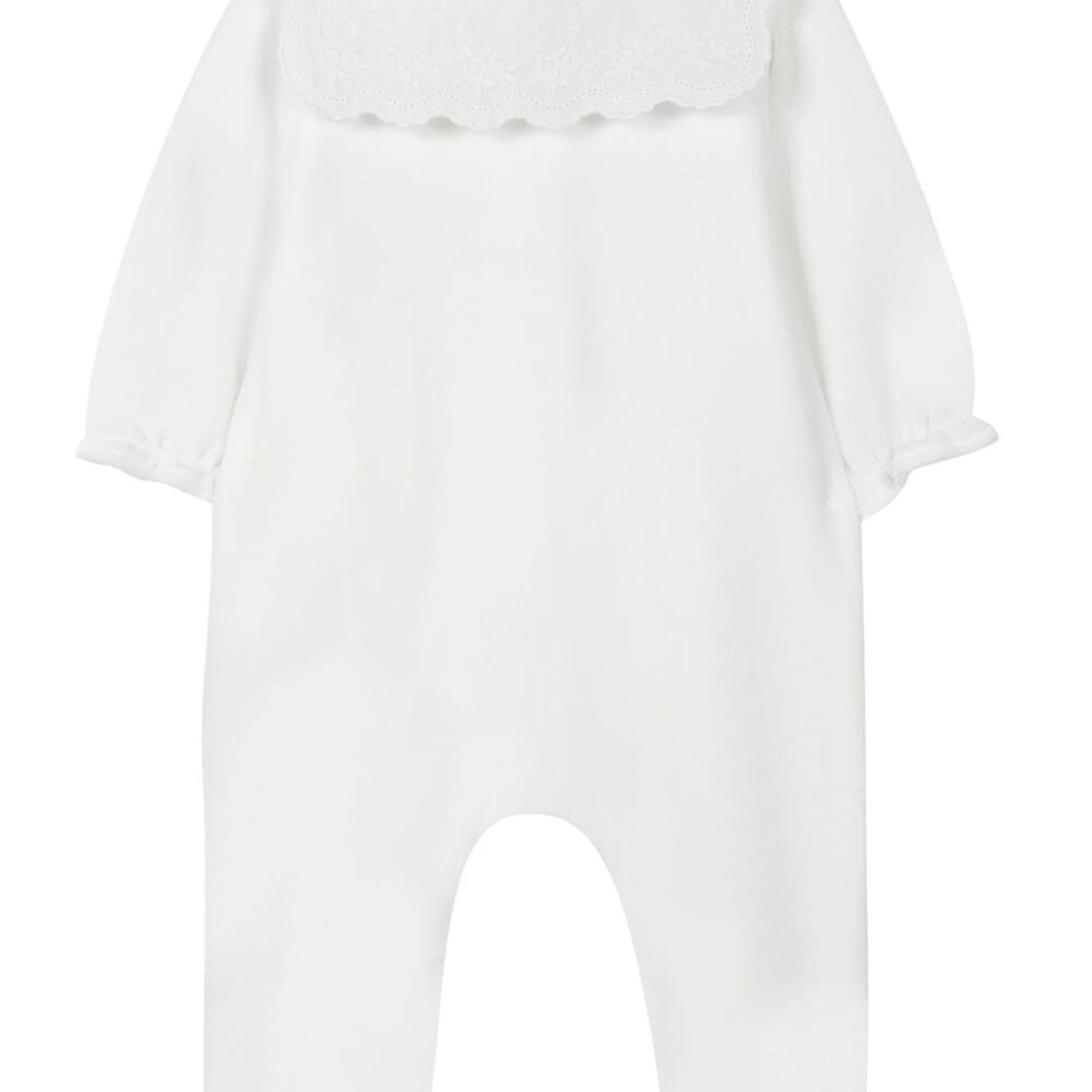 Babypakje velours met broderie Nacre