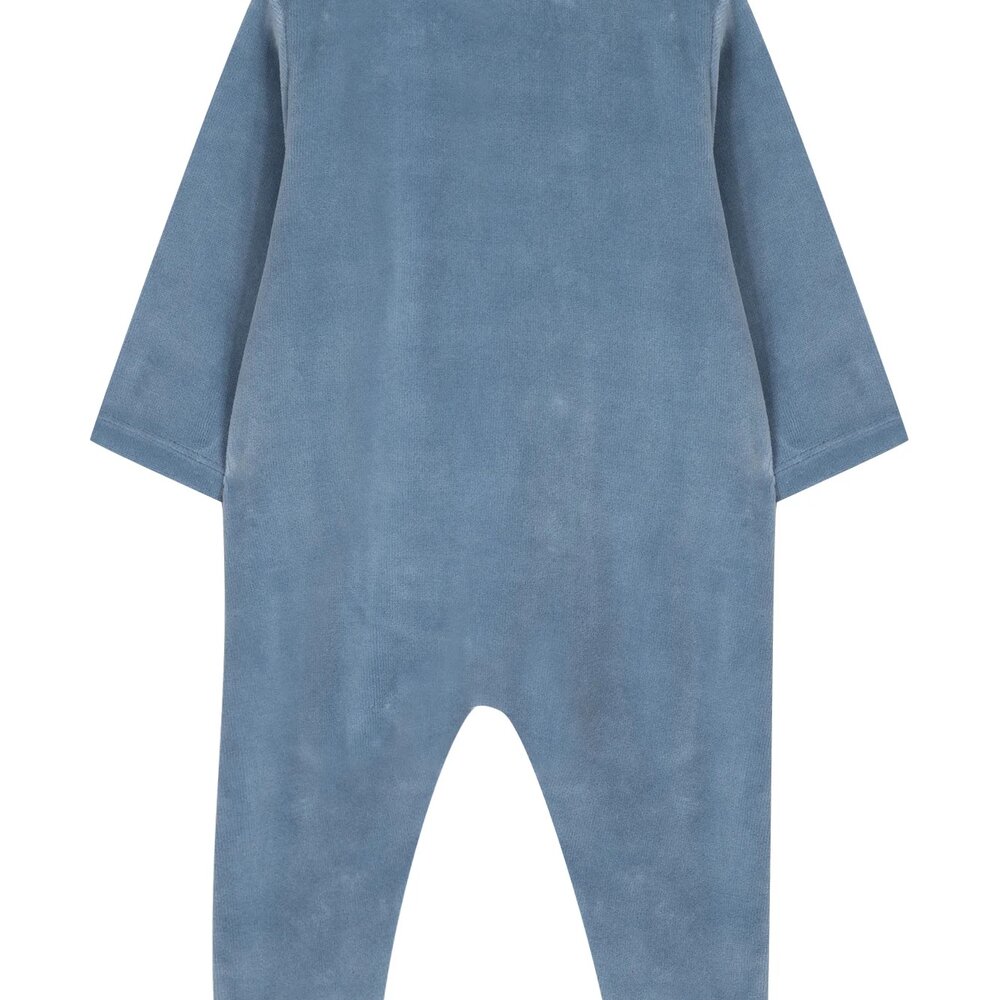 Babypakje velours met boompjes Blue orage