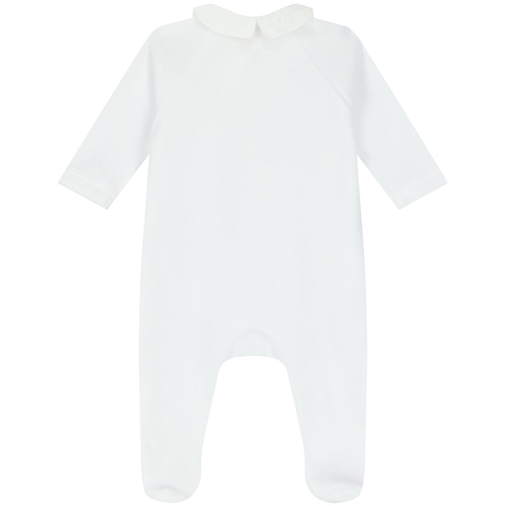 Babypakje velours met abc en konijnen Blanc