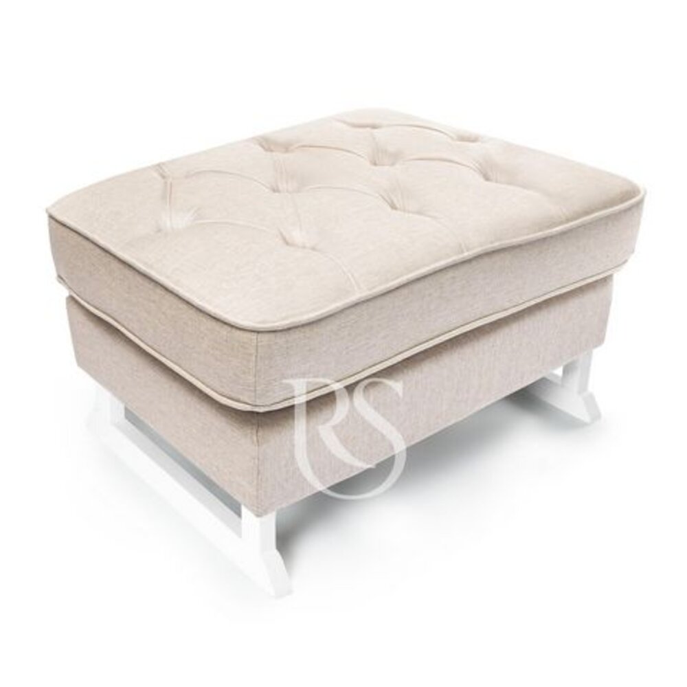 Royal voetenbank Natural linen beige & white wood 