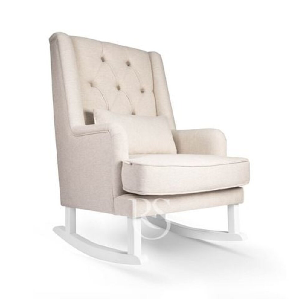 Royal Rocker Schommelstoel Natural linen beige & white wood