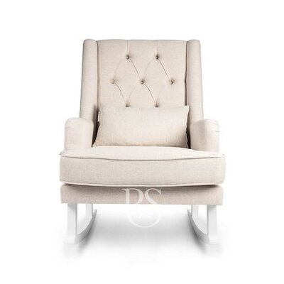 Schommelstoel Royal Rocker natural linen beige, witte poten