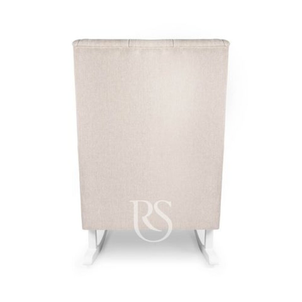 Schommelstoel Royal Rocker natural linen beige, witte poten