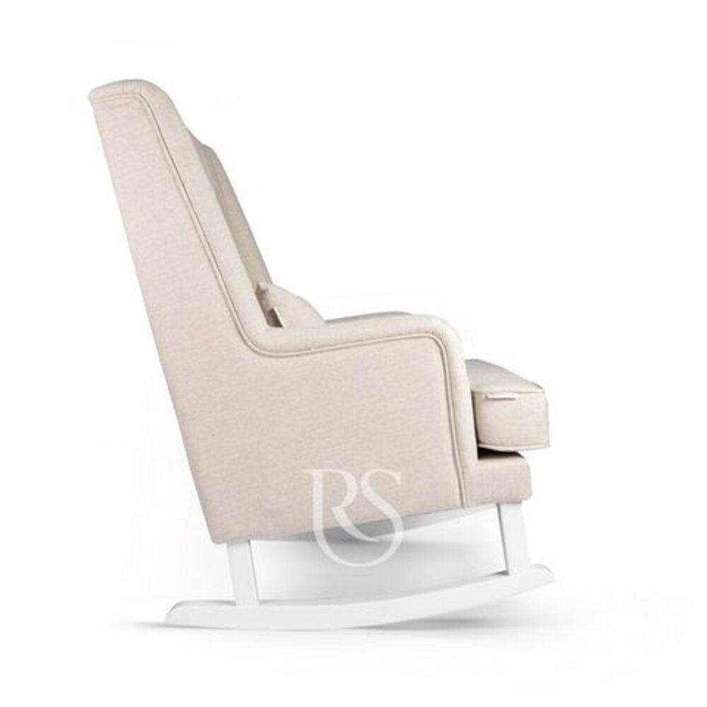 Royal Rocker Schommelstoel Natural linen beige & white wood