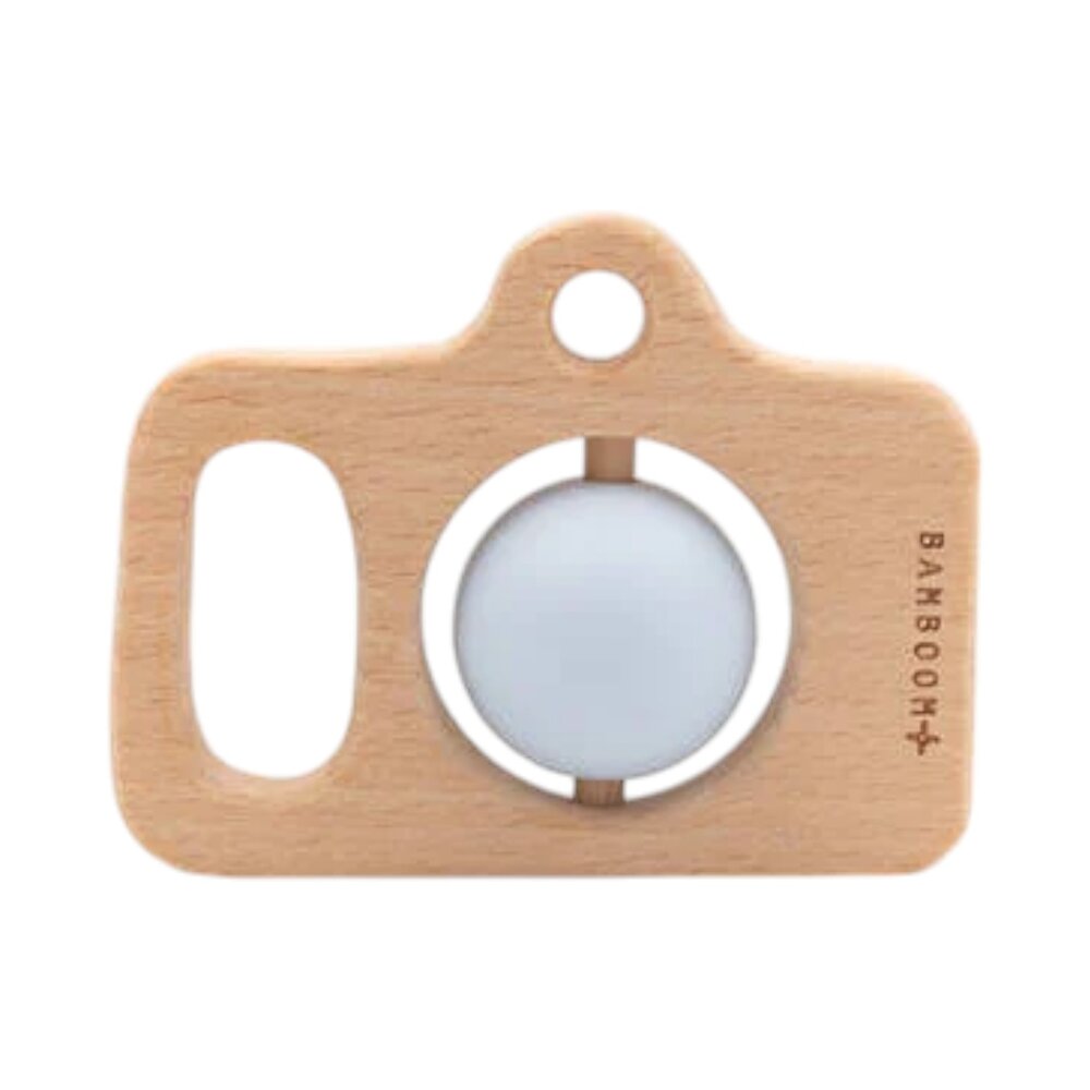 Photo camera - Bamboo Wood & Silicone Light blue