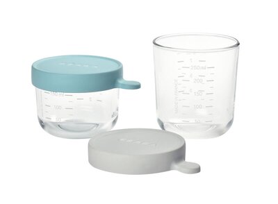 Set van 2 glazen bewaarpotjes 150ml airy green/250ml mistgrijs