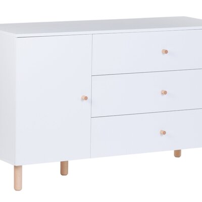 Commode - 3 laden + 1 deur + verzor Wonder white